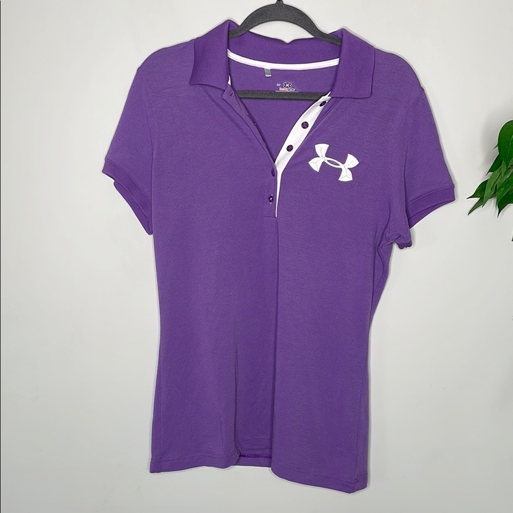 Under Armour Purple Fitted Button Down Polo